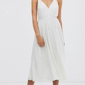 White ASOS sequin/beaded dress